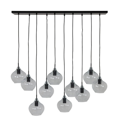 Light & Living Hanglamp Rakel 10-Lamps - Mat Zwart