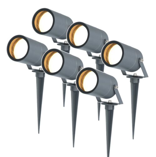 HOFTRONIC™ Set van 6 Spikey dimbare LED prikspots - excl. GU10 - Wandspot - IP65 voor binnen en buiten - Grondspies - Antraciet