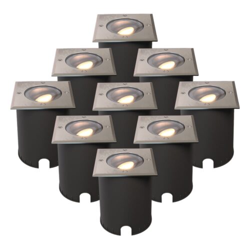 HOFTRONIC™ Set van 9 Cody LED Grondspots RVS - GU10 4