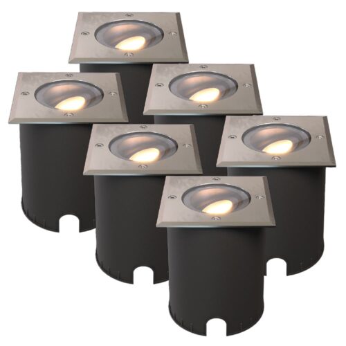 HOFTRONIC™ Set van 6 Cody LED Grondspots RVS - GU10 4