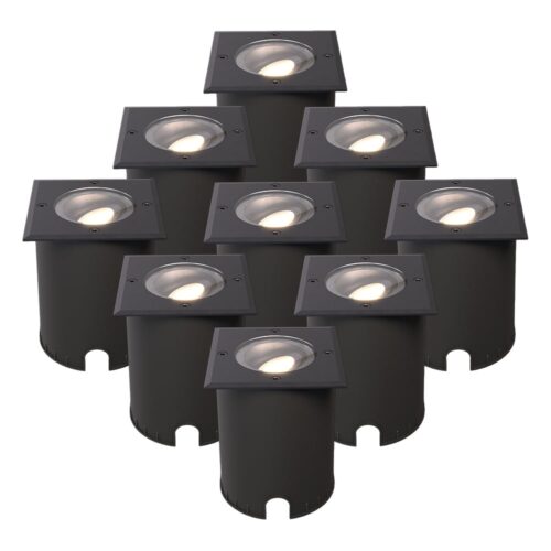 HOFTRONIC™ Set van 9 Cody LED Grondspots Zwart - GU10 4
