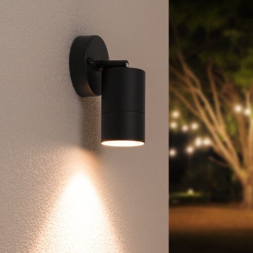 HOFTRONIC™ Lago kantelbare wandlamp - Dimbaar - IP44 - Incl. 2700K warm wit GU10 spotje - Spotlight voor binnen en buiten - Geschikt als wandspot en plafondspot - Zwart