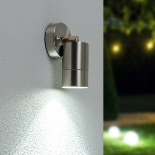 HOFTRONIC™ Lago kantelbare wandlamp - Dimbaar - IP44 - Incl. 6000K Daglicht wit GU10 spotje - Spotlight voor binnen en buiten - Geschikt als wandspot en plafondspot - RVS
