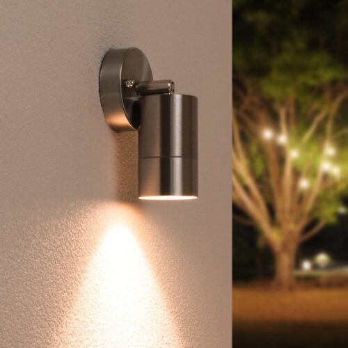 HOFTRONIC™ Lago kantelbare wandlamp - Dimbaar - IP44 - Incl. 2700K warm wit GU10 spotje - Spotlight voor binnen en buiten - Geschikt als wandspot en plafondspot - RVS