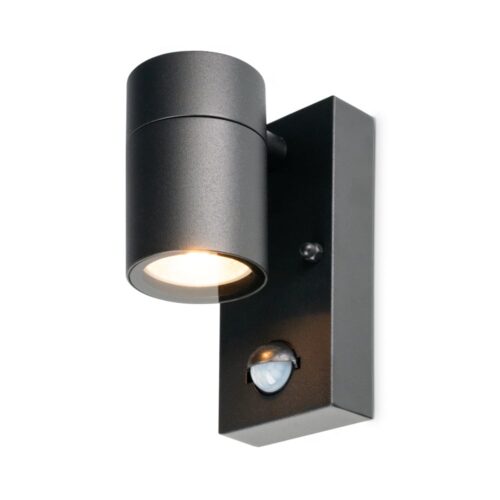 HOFTRONIC™ Mason wandlamp - 2700K warm wit - Bewegingsmelder en schemerschakelaar - IP44 spatwaterdicht - Spotlight voor binnen en buiten - Zwart
