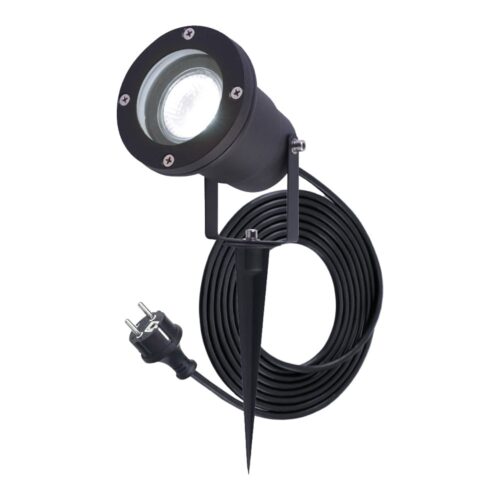 HOFTRONIC™ Sydney Prikspot - GU10 - Plug & Play - Daglicht wit 6000K - 5 Watt - Voor buiten - Priklamp - Zwart - Grondspies - 1.5 meter netsnoer