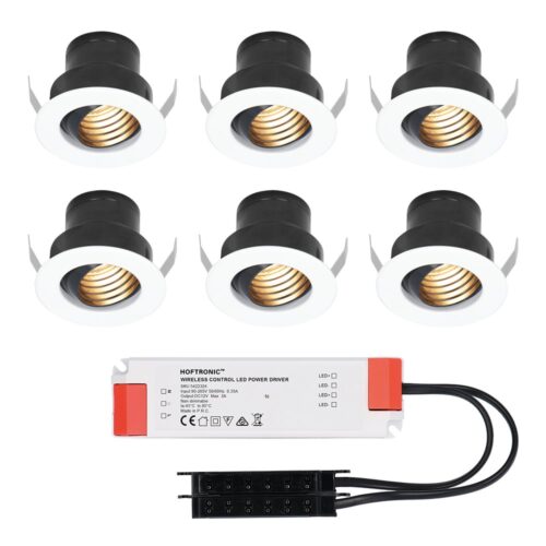 HOFTRONIC™ Set van 6 12V 3W - Mini LED Inbouwspot - Wit - Kantelbaar & verzonken - Verandaverlichting - IP44 voor buiten - 2700K - Warm wit