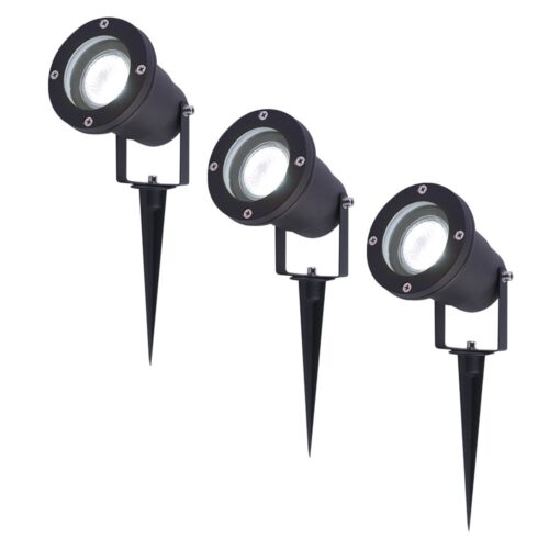 HOFTRONIC™ 3x Pinero dimbare LED prikspots - GU10 6000K daglicht wit - Kantelbaar - Tuinspot - Pinspot - IP65 voor buiten - Zwart