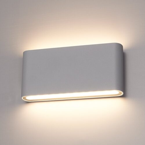 Hofronic Dallas M dimbare LED wandlamp - 3000K warm wit - 12 watt - Up & Down light - Voor binnen en buiten - Grijs
