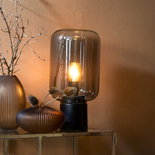 Light & Living Tafellamp Arturan 22cm - Smoked/Grijs
