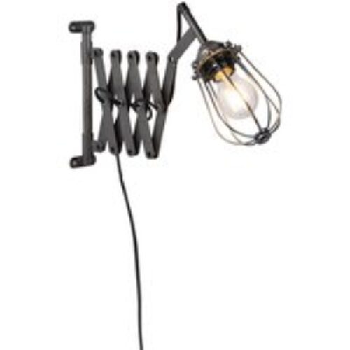 Industriële wandlamp zwart verstelbaar - Scissors Cage