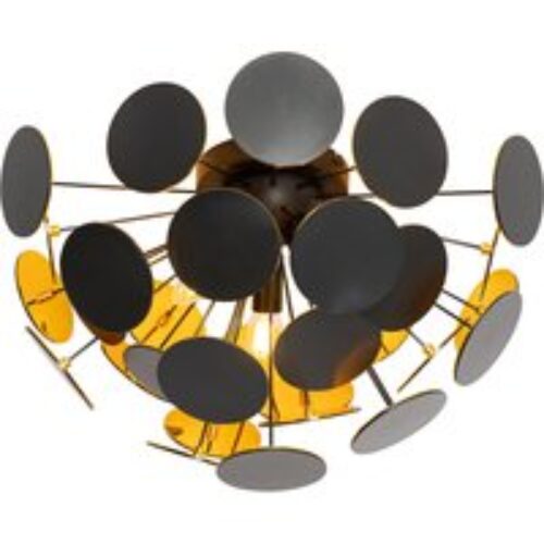 Hanglamp zwart met messing binnenkant 60 cm - Hoodi