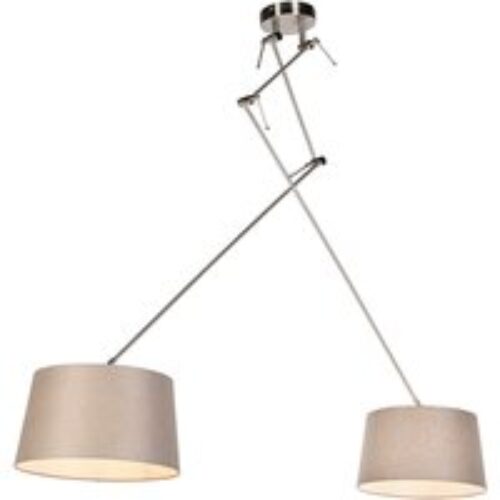 Hanglamp staal met plisse kap crème 35 cm - Blitz