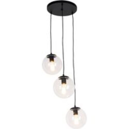 Art deco hanglamp zwart 3-lichts - Pallon