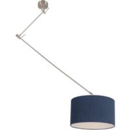 Hanglamp staal met kap 35 cm blauw verstelbaar - Blitz