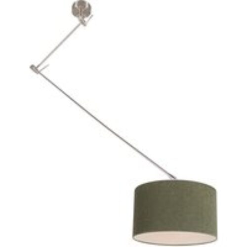 Hanglamp staal met kap 35 cm groen verstelbaar - Blitz