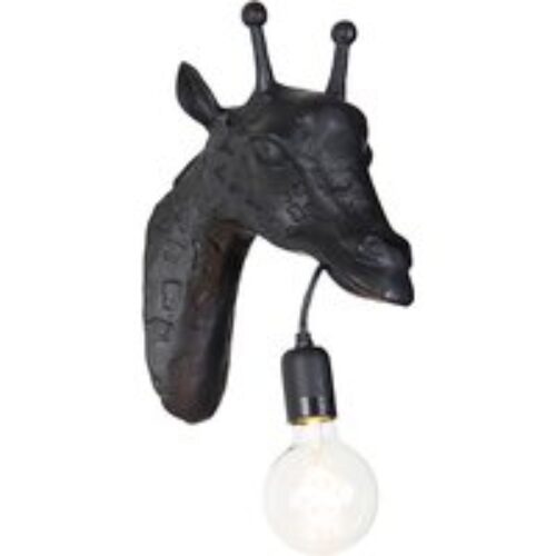 Vintage wandlamp zwart - Animal Giraf