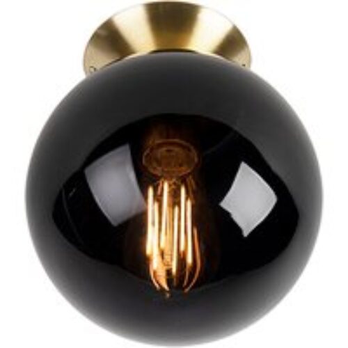 Moderne vloerlamp goud met kap zwart met goud - Simplo