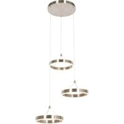 Hanglamp staal rond incl. LED 3-staps dimbaar 3-lichts - Lyani