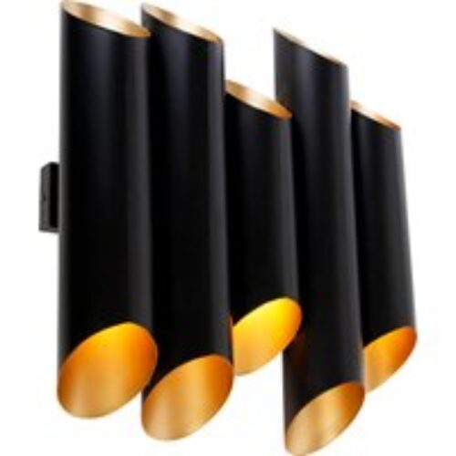 Wandlamp zwart met gouden binnenkant 10-lichts - Whistle