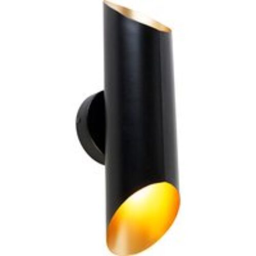 Wandlamp zwart met gouden binnenkant 2-lichts - Whistle