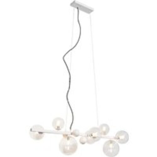 Art deco hanglamp wit met helder glas 8-lichts - David