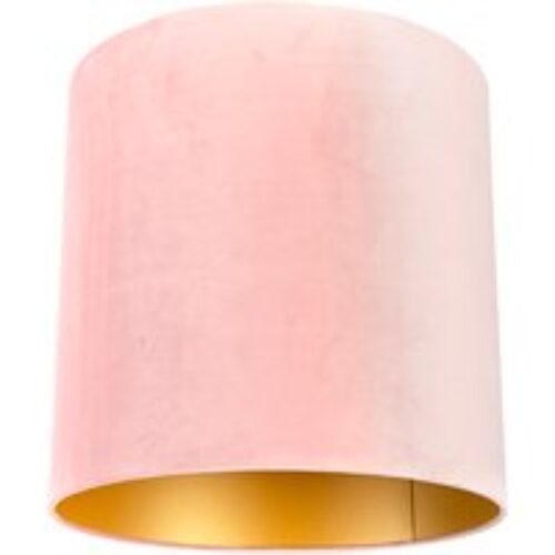 Velours lampenkap roze 40/40/40 met gouden binnenkant