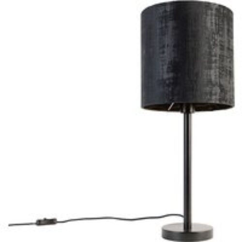 Moderne tafellamp zwart met kap zwart 25 cm - Simplo