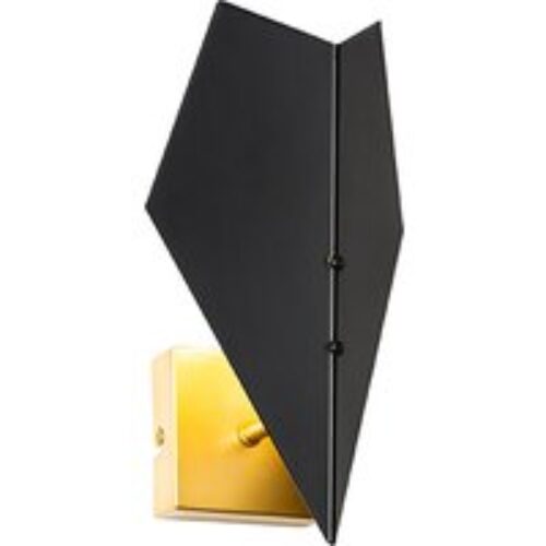 Moderne tafellamp zwart met kap goud 25 cm - Simplo