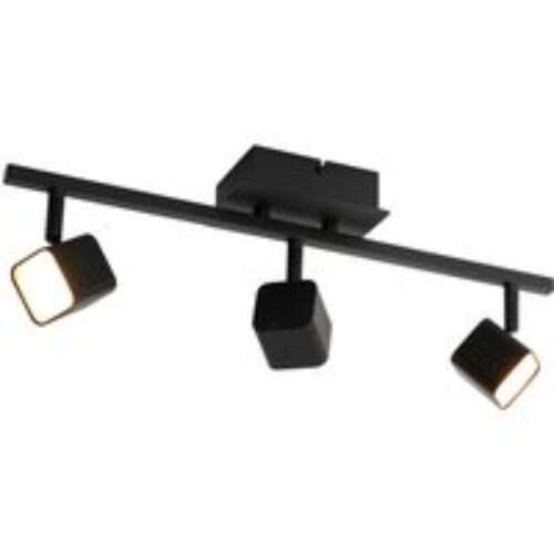 Moderne tafellamp zwart met kap bruin 25 cm - Simplo
