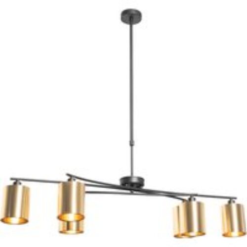 Moderne hanglamp zwart met goud verstelbaar 6-lichts - Lofty