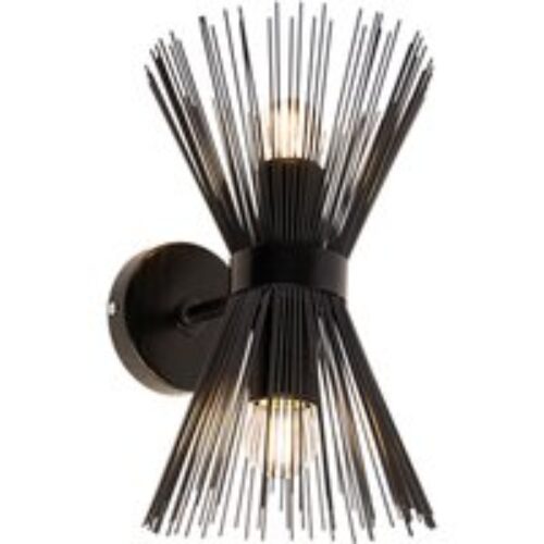 Art Deco wandlamp zwart 2-lichts - Broom