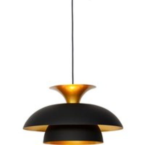 Moderne ronde hanglamp zwart met goud 3-laags - Titus
