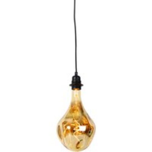 Hanglamp zwart dimbaar incl. LED spiegel goud dimbaar - Cava Luxe