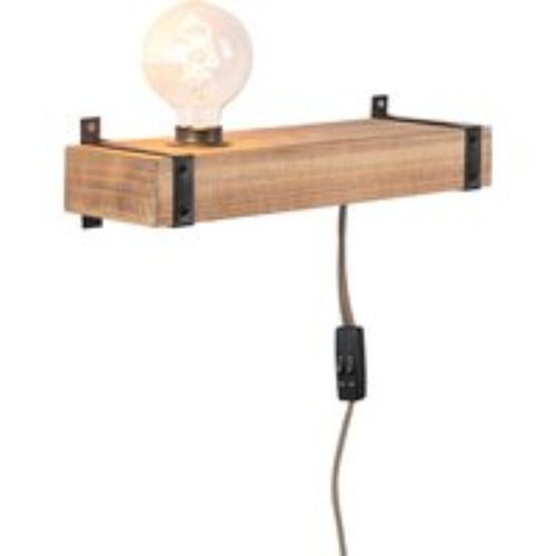 Industriële wandlamp hout USB - Reena
