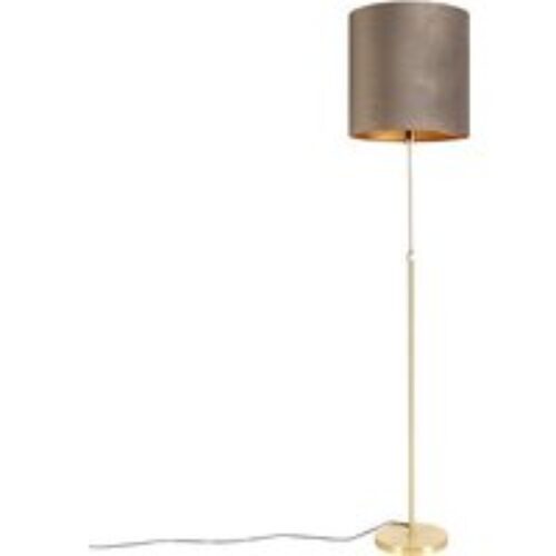 Vloerlamp goud/messing met velours kap taupe 40/40 cm - Parte