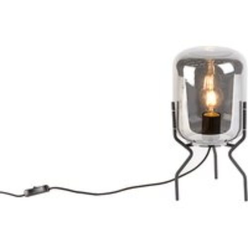 Smart hanglamp zwart met smoke glas 4-lichts incl. Wifi A60 - Zuzanna