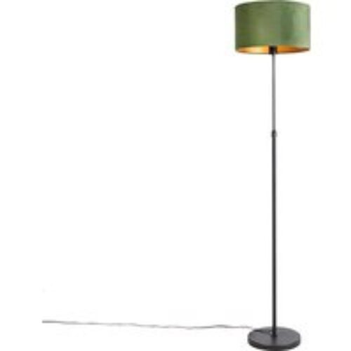 Vloerlamp zwart met velours kap groen met goud 35 cm - Parte