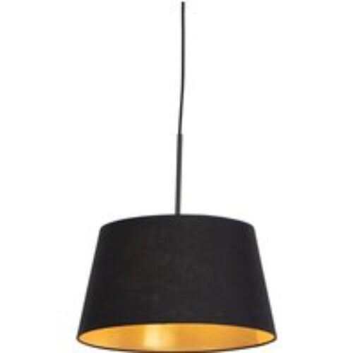Hanglamp met katoenen kap zwart met goud 32 cm - Combi