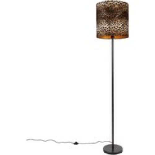 Vloerlamp zwart kap luipaard dessin 40 cm - Simplo