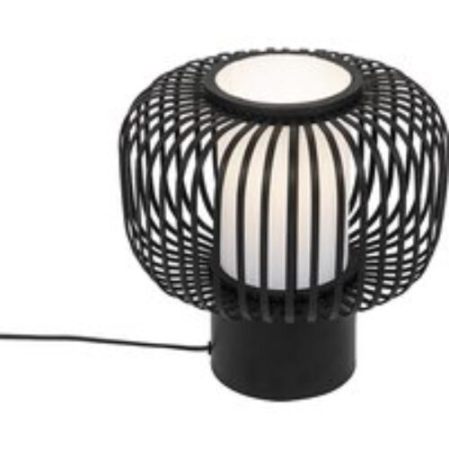 Moderne tafellamp zwart met bamboe - Bambuk