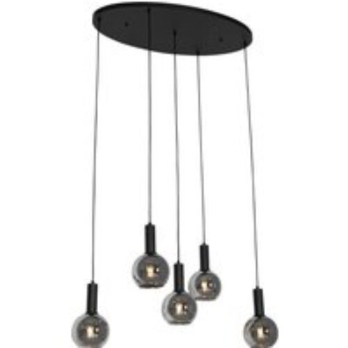 Oosterse hanglamp zwart met rotan 38 cm - Emir