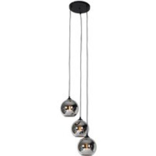 Oosterse hanglamp zwart met bamboe 3-lichts - Rayan