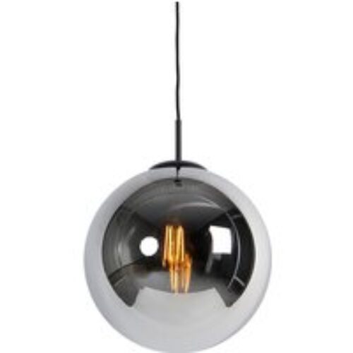 Art Deco hanglamp zwart met smoke glas 30 cm - Pallon