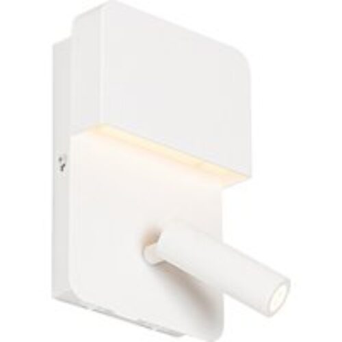 Wandlamp wit incl. LED met USB en leeslamp met schakelaar - Robin