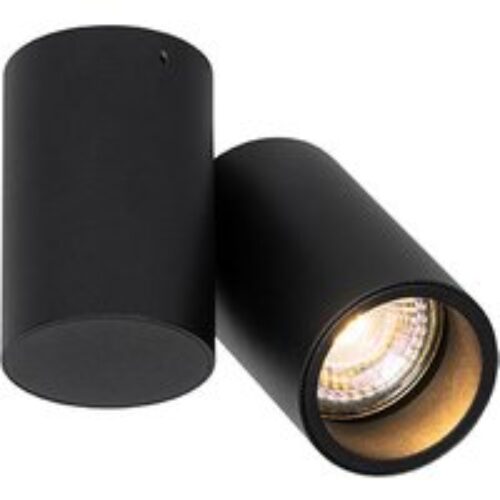 Industriële vloerlamp zwart met gouden binnenkant 60 cm - Magnax