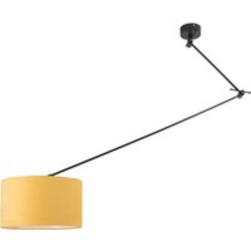 Hanglamp zwart met kap 35 cm geel verstelbaar - Blitz I