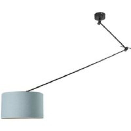 Hanglamp zwart met kap 35 cm lichtblauw verstelbaar - Blitz
