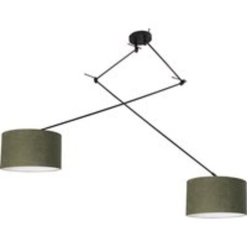 Hanglamp zwart met kap 35 cm groen verstelbaar 2-lichts - Blitz