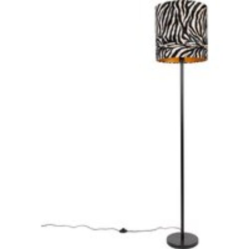 Moderne vloerlamp zwart stoffen kap zebra 40 cm - Simplo